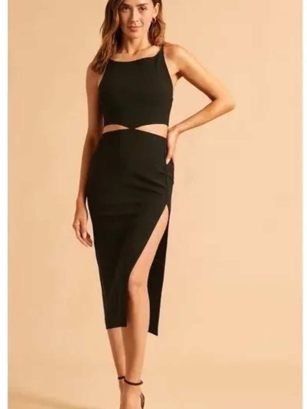 Abercrombie & Fitch Black Midi Dress with Cutouts | XS